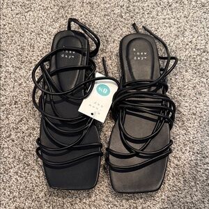 A New Day Women's Elegant Black Lace-Up Sandals